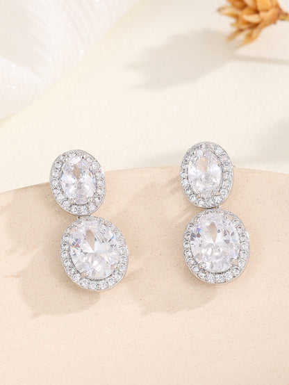 Oval Color Zircon SATINE Popular Fashion Earrings Advanced