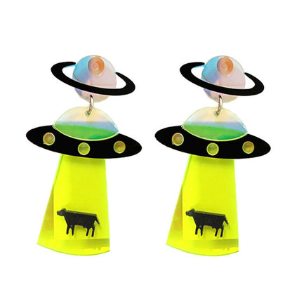 Alien spaceship acrylic earrings