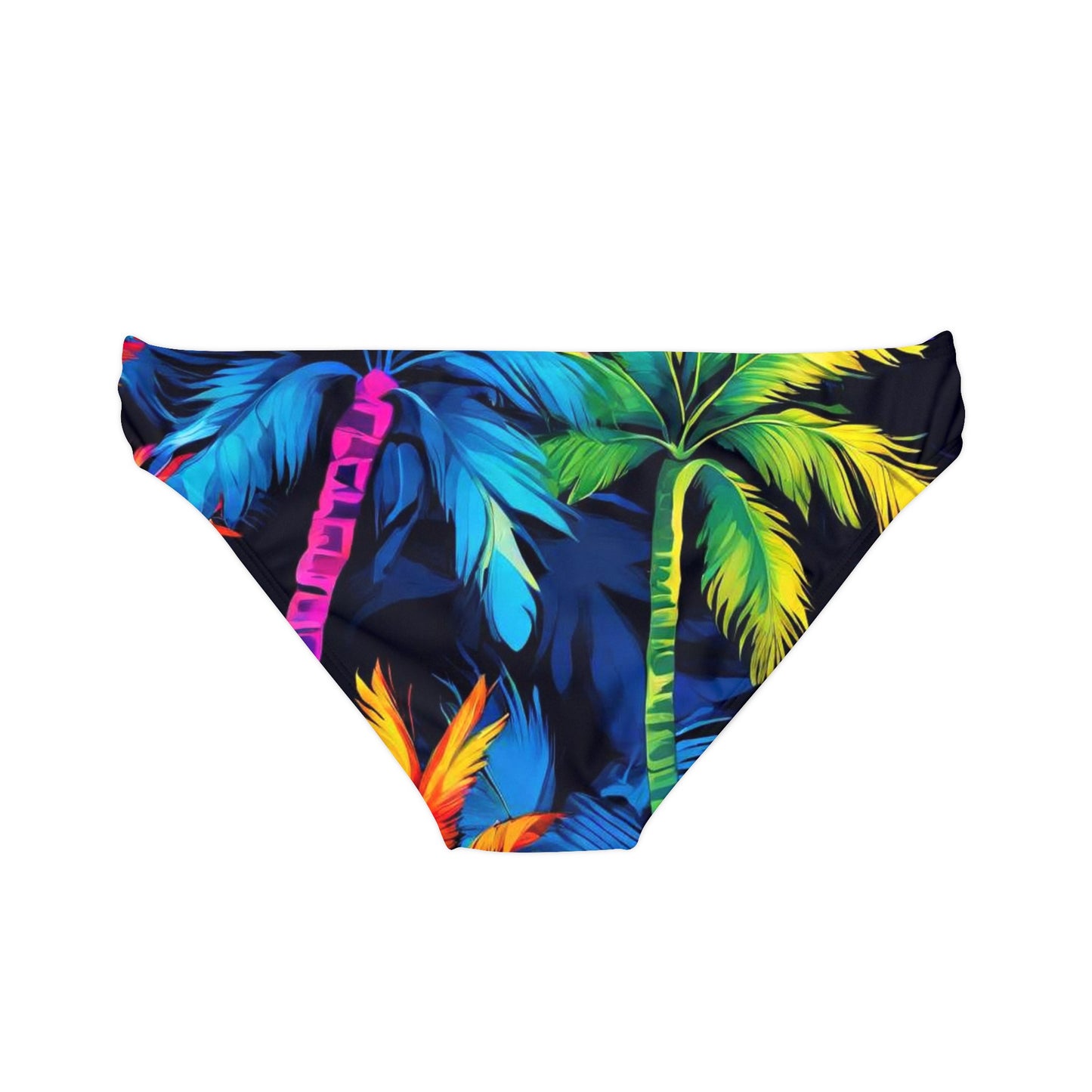 Dark Palm Loop Tie Side Bikini Bottom (AOP)