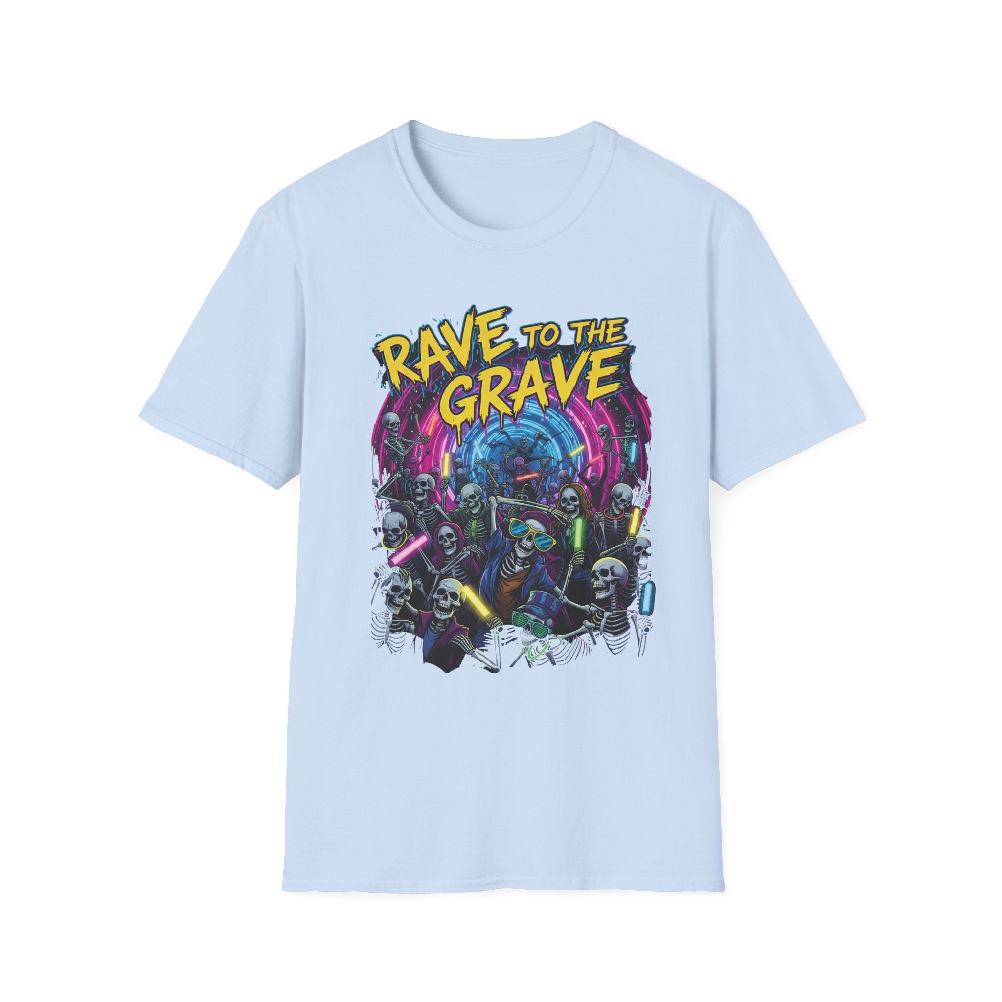 Rave to the Grave Unisex T-Shirt | Festival Wear, Halloween Costume, Gift for Party Lovers, Music Festival Tee, Graphic Shirt