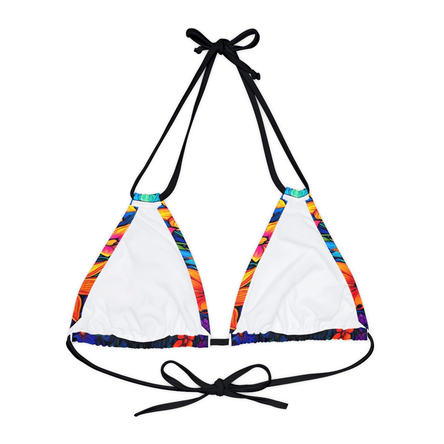 Psychedelic Flower Power Strappy Triangle Bikini Top (AOP)