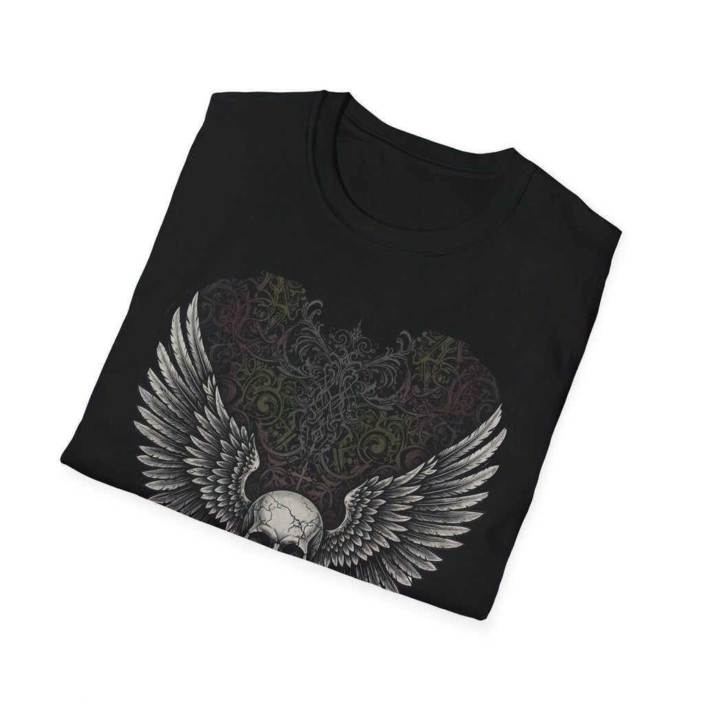 Wings of Freedom Skull T-Shirt, Edgy Graphic Tee, Unisex Casual Top, Halloween Outfit, Music Festival Shirt, Gift for Metal Fans
