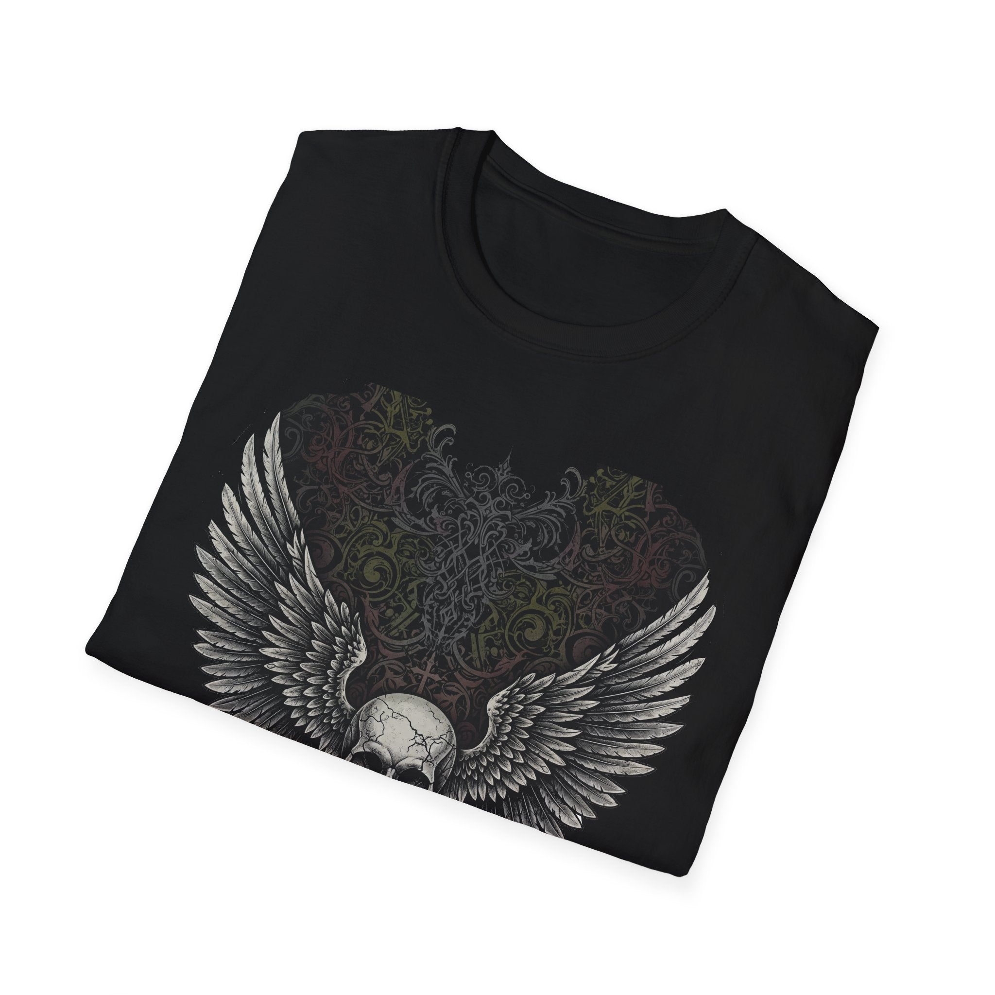 Wings of Freedom Skull T-Shirt, Edgy Graphic Tee, Unisex Casual Top, Halloween Outfit, Music Festival Shirt, Gift for Metal Fans