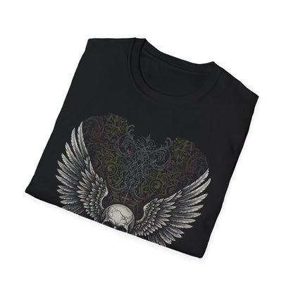 Wings of Freedom Skull T-Shirt, Edgy Graphic Tee, Unisex Casual Top, Halloween Outfit, Music Festival Shirt, Gift for Metal Fans