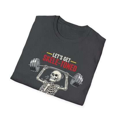 Let's Get Skele-Toned Halloween T-Shirt | Funny Fitness Tee, Unisex Halloween Apparel, Spooky Gym Shirt, Skeleton Workout Top, Unique Gift