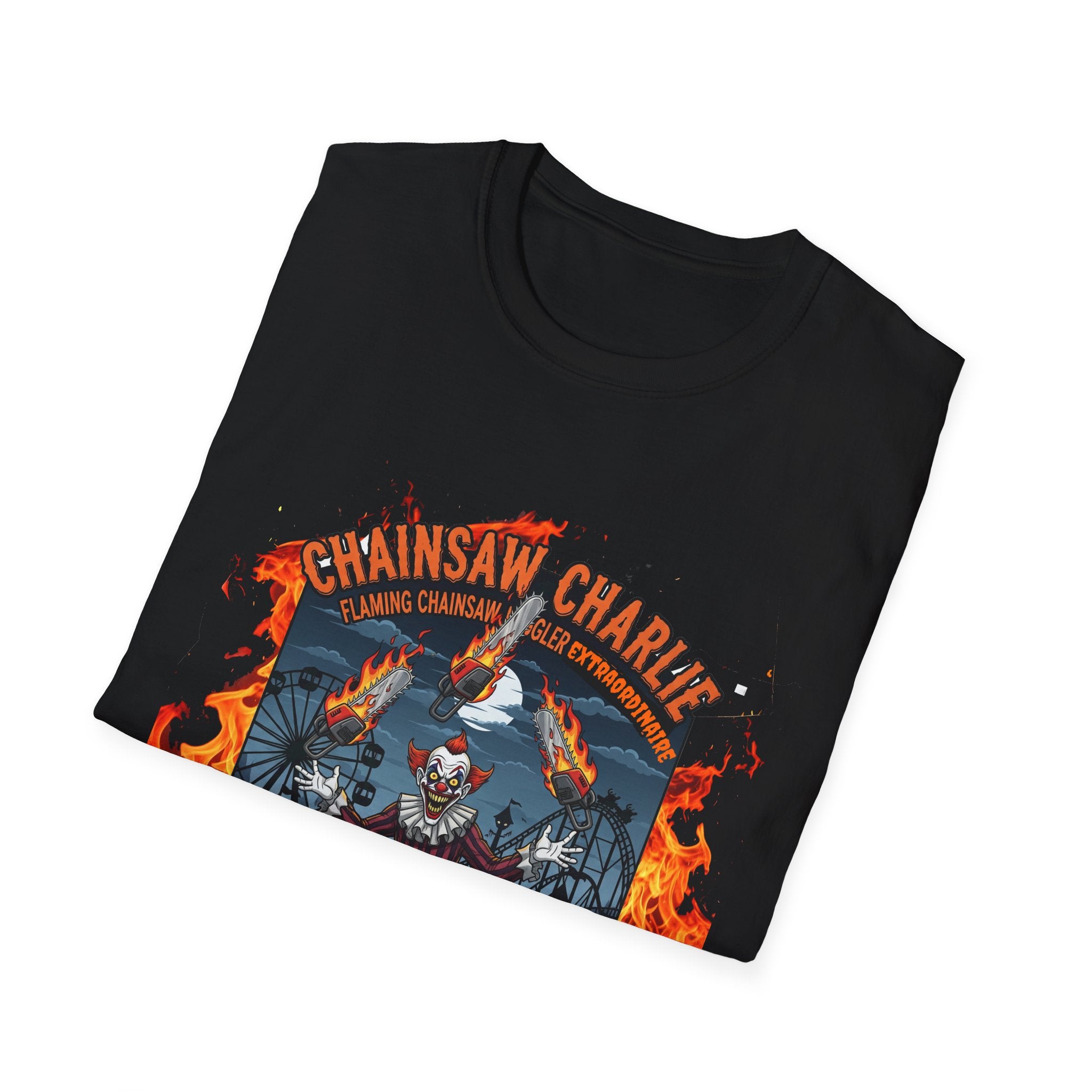 Unisex Graphic Tee - Chainsaw Charlie Halloween Shirt, Spooky T-Shirt for Costume Parties, Vintage Horror Apparel, Unisex Softstyle [...]