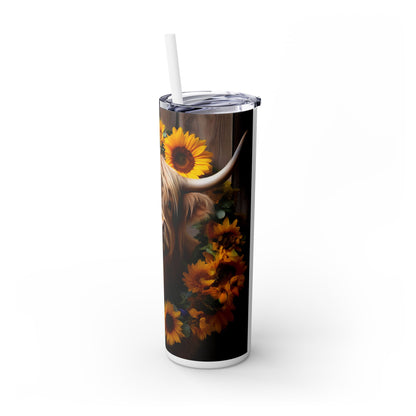 Highland Cow Skinny Tumbler with Straw, 20oz