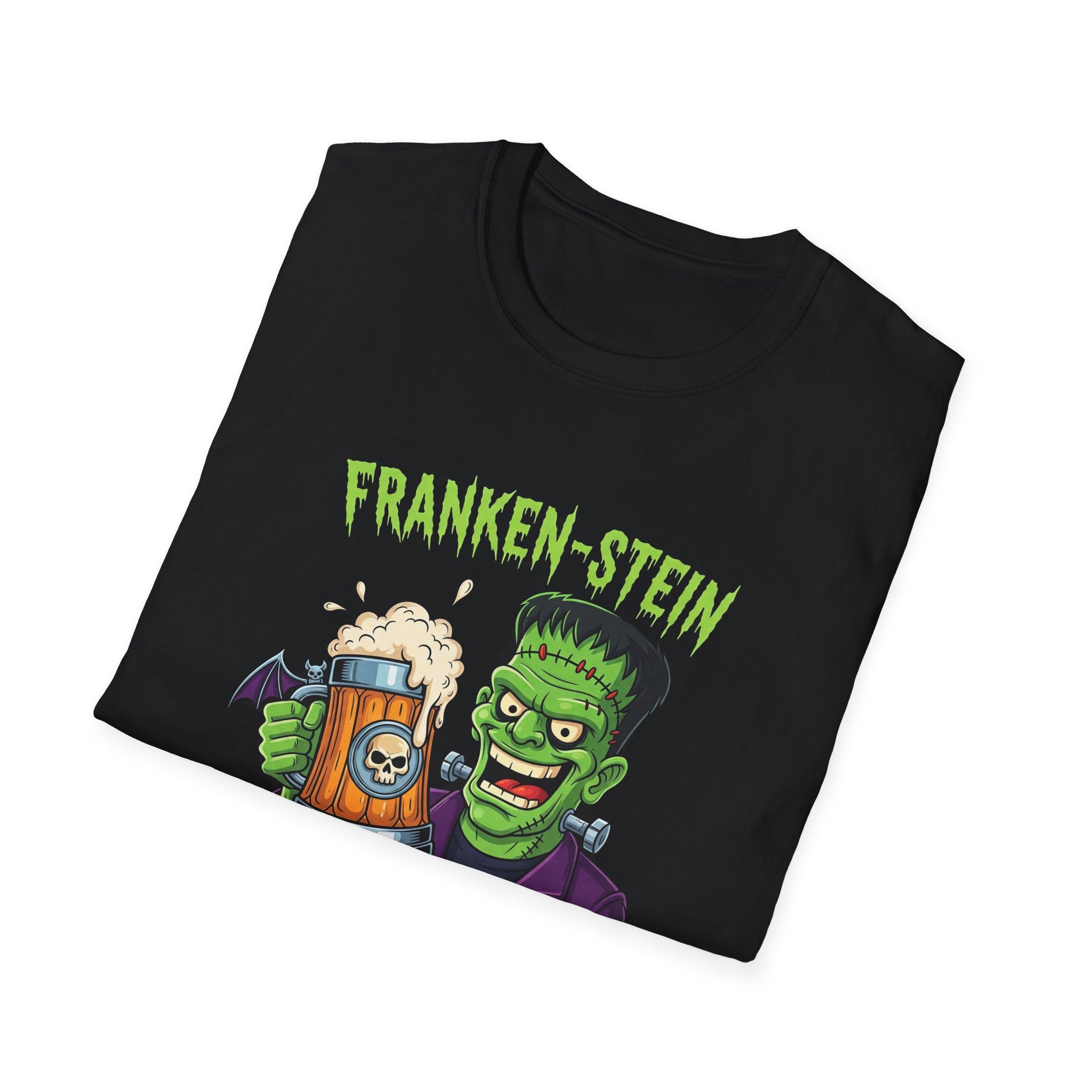 Franken-stein Beer T-Shirt, Spooky Halloween Apparel, Unisex Graphic Tee, Monster Mash Party Shirt, Halloween Costume Top, Beer Lover Gift