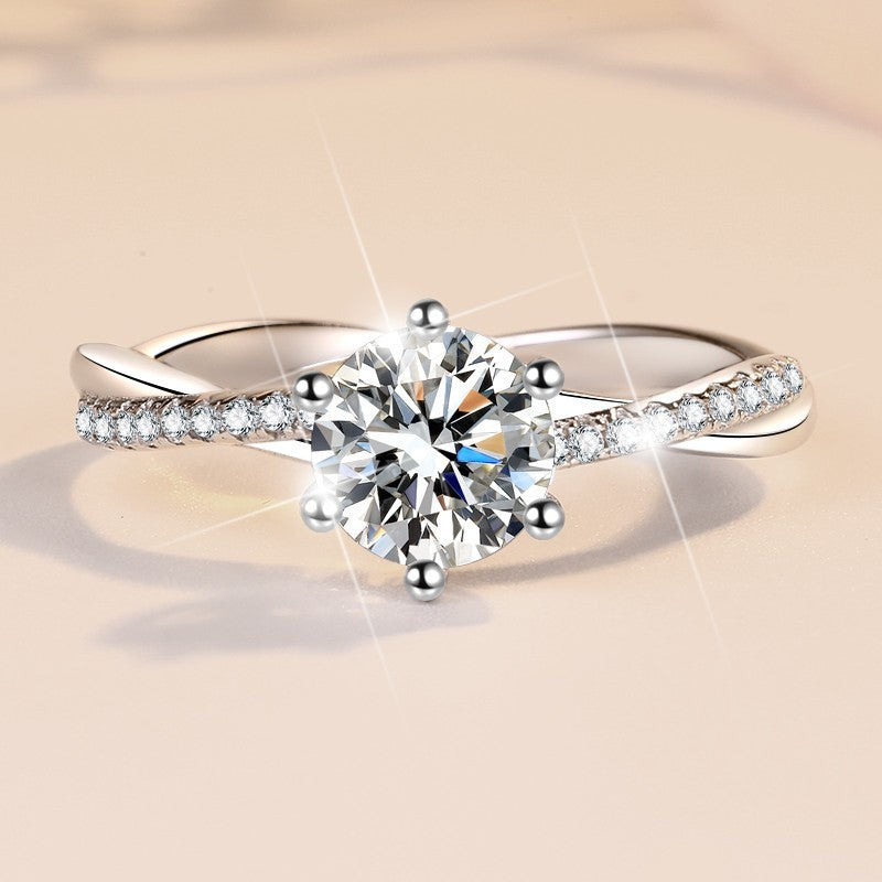 Moissanite Ring Women's 925 Sterling Silver Plated