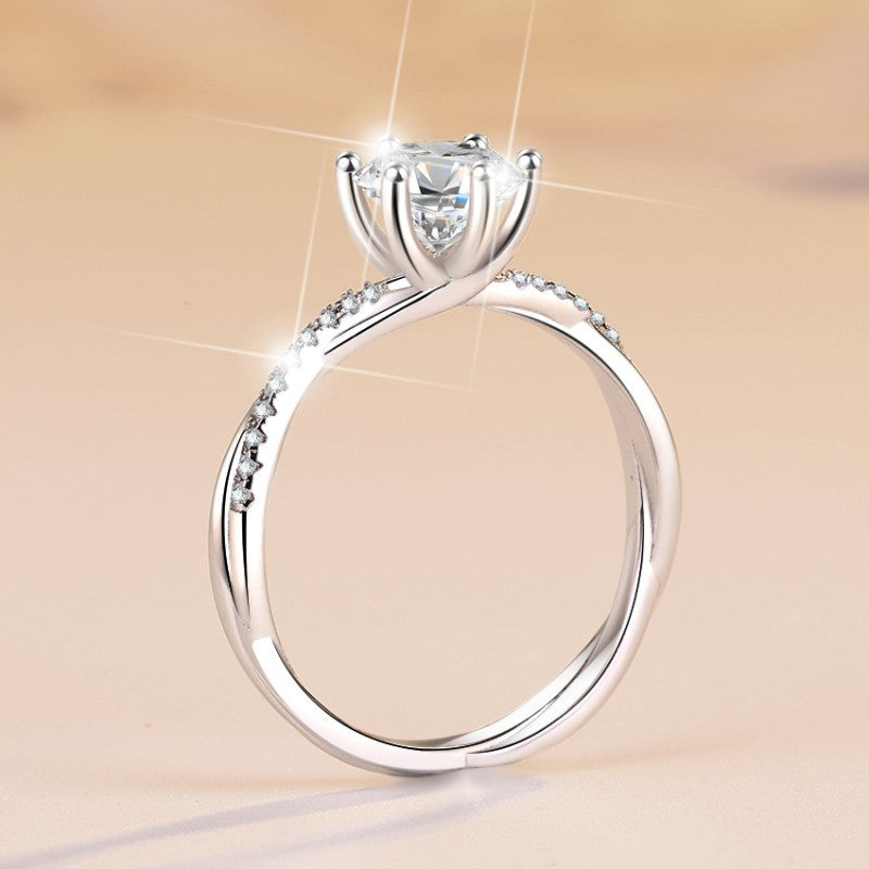 Moissanite Ring Women's 925 Sterling Silver Plated