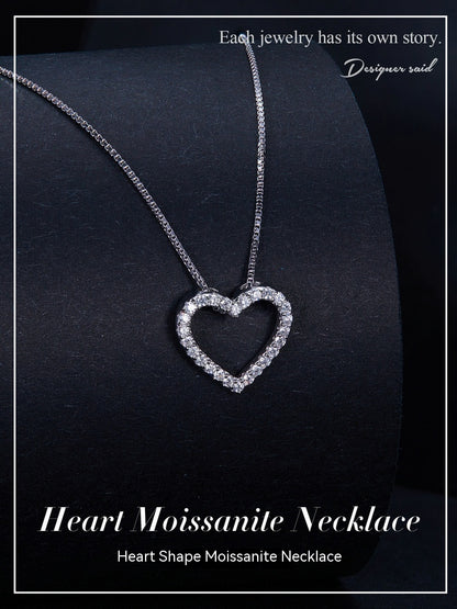 Heart-shaped Moissanite Necklace Simple Classic S925 Sterling Silver