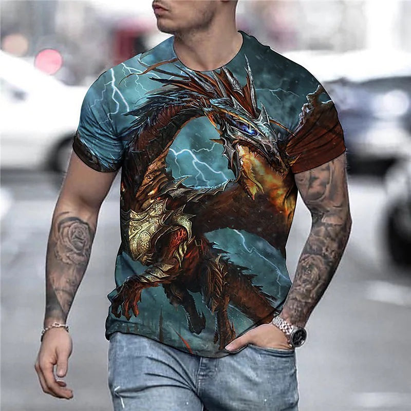 3D Animal Dragon Digital Printing Men's Short Sleeve