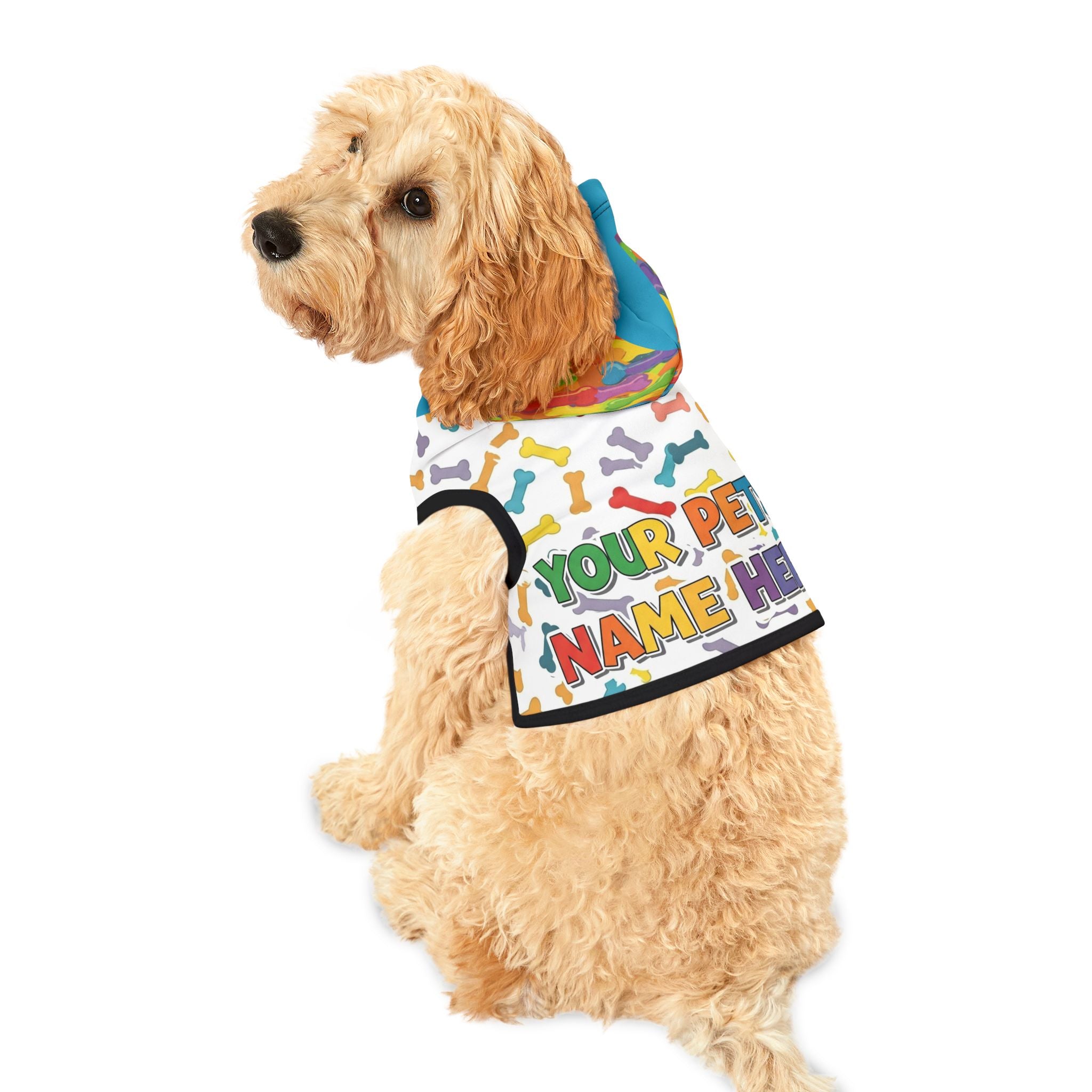 Customizable Pet Hoodie – Colorful Dog and Cat Apparel with Name Personalization