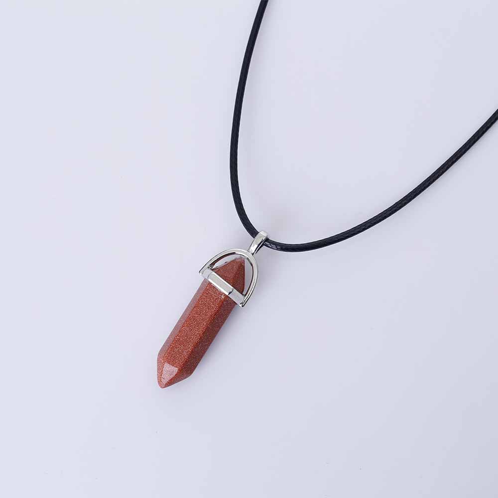 Jewelry Alien blasting necklace hex pendant necklace two pointed natural stone necklace Korean version of the source