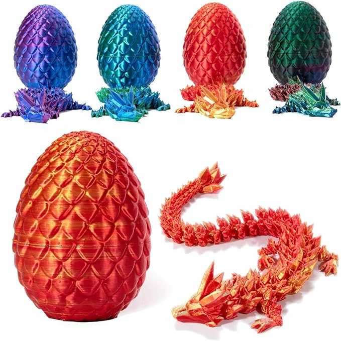 3D Printed Dragon In Egg,Full Articulated Dragon Crystal Dragon With Dragon Egg,Flexible Joints Home Decor Executive Desk Toys,Home Office Decor Executive Desk Toys For Autism ADHD