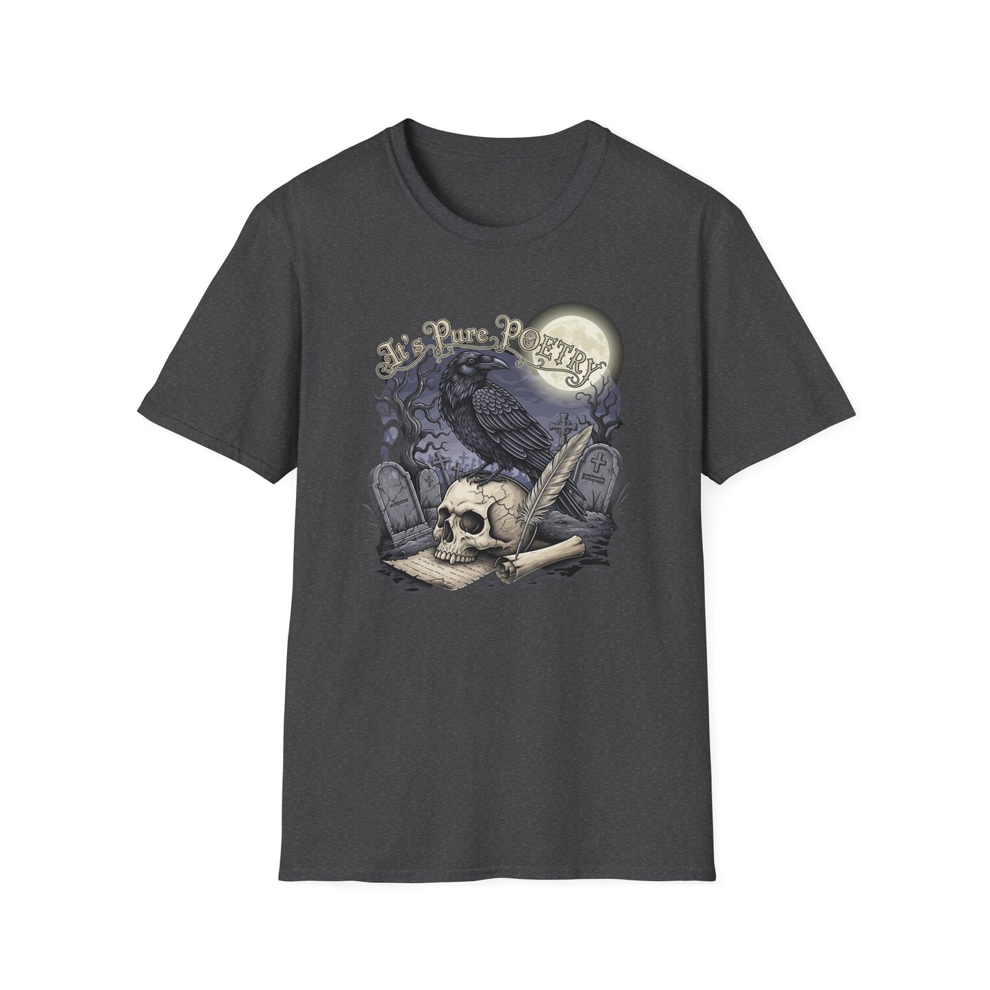 Gothic Its Pure POEtry  Graphic T-Shirt, Unisex Softstyle Tee for Halloween, Horror Fans, Casual Wear, Gift for Occasions
