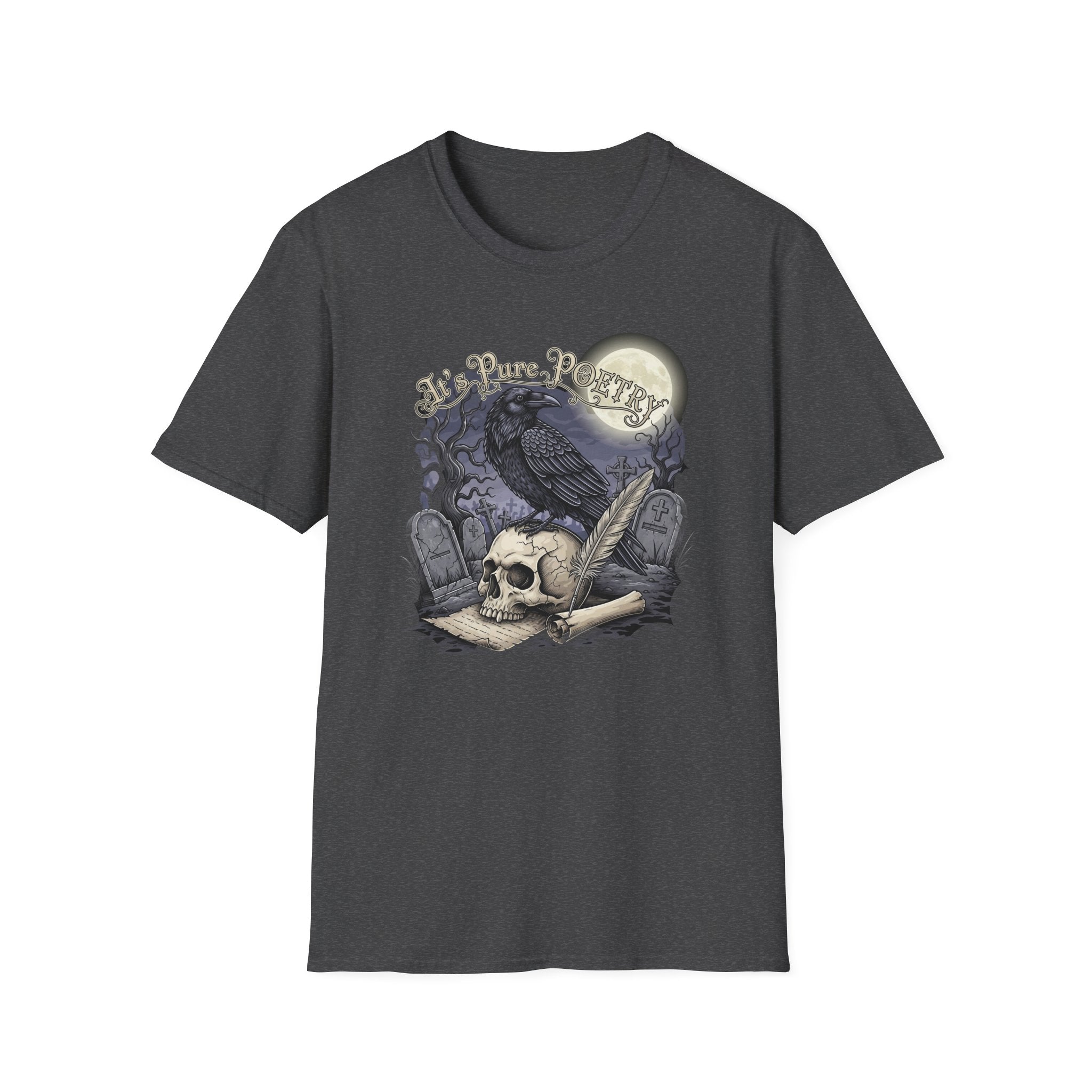 Gothic Its Pure POEtry  Graphic T-Shirt, Unisex Softstyle Tee for Halloween, Horror Fans, Casual Wear, Gift for Occasions