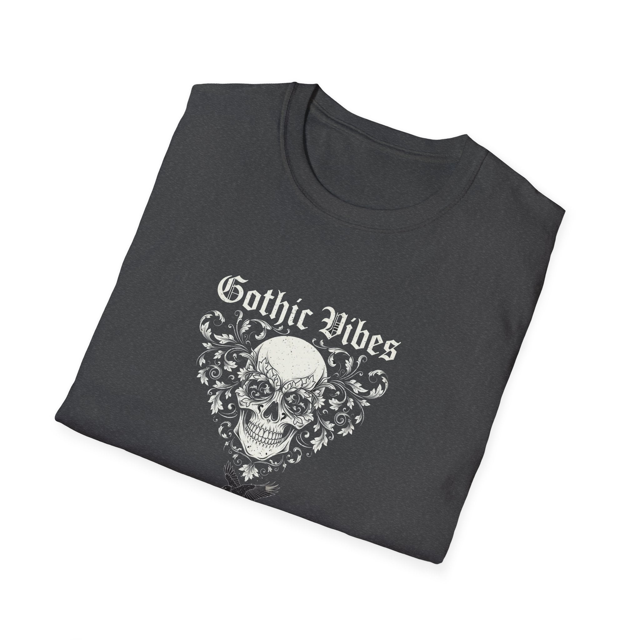 Gothic Vibes T-Shirt, Unisex Softstyle Tee for Alternative Style, Dark Aesthetic Apparel, Great for Festivals and Halloween