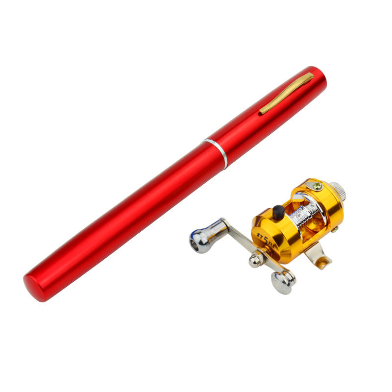 Genuine mini ice fishing pen pole fishing rod fishing rod with drum set, small sea pole portable fishing rod.