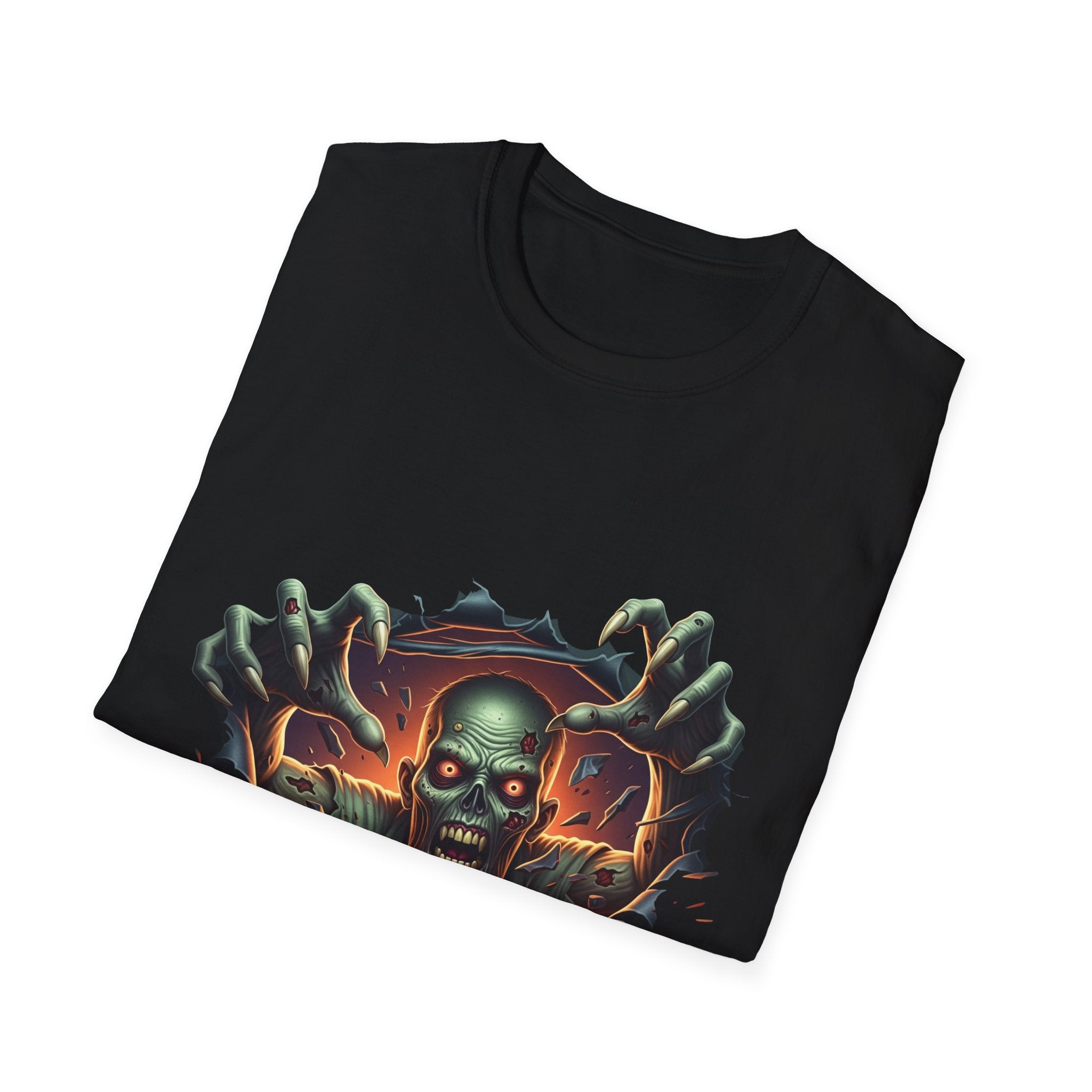 3D Spooky Zombie Graphic T-Shirt, Halloween Shirt, Unisex Softstyle Tee, Gift for Horror Fans, Casual Wear, Creepy Apparel