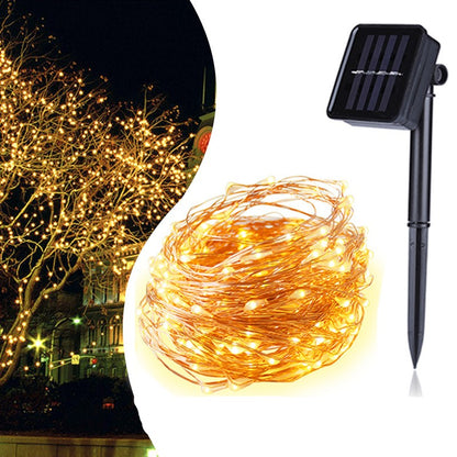 100 200led solar copper wire string light