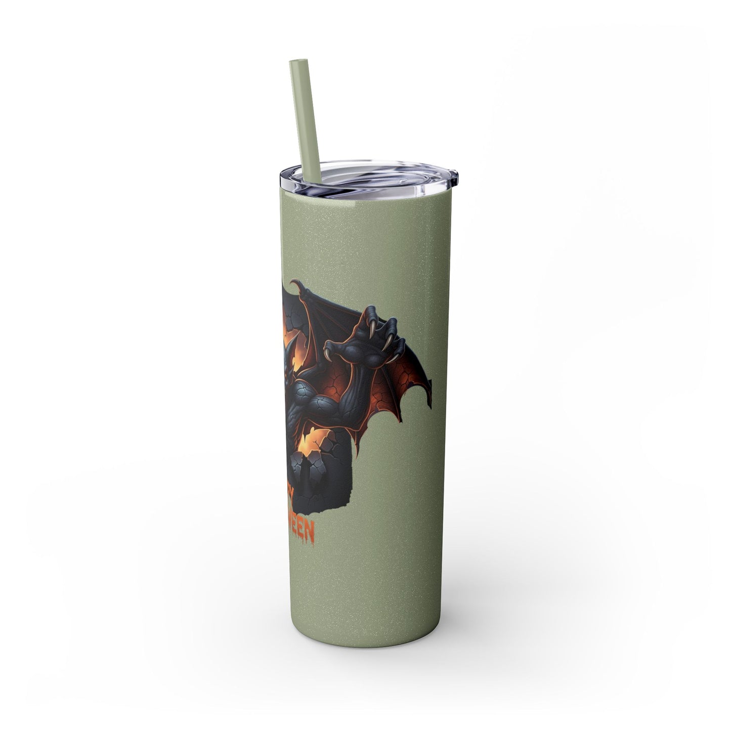 Halloween Gargoyle Skinny Tumbler with Straw, Spooky Drinkware, Perfect for Parties, Fall Decor, Trick or Treat Gifts