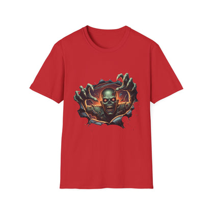 3D Spooky Zombie Graphic T-Shirt, Halloween Shirt, Unisex Softstyle Tee, Gift for Horror Fans, Casual Wear, Creepy Apparel