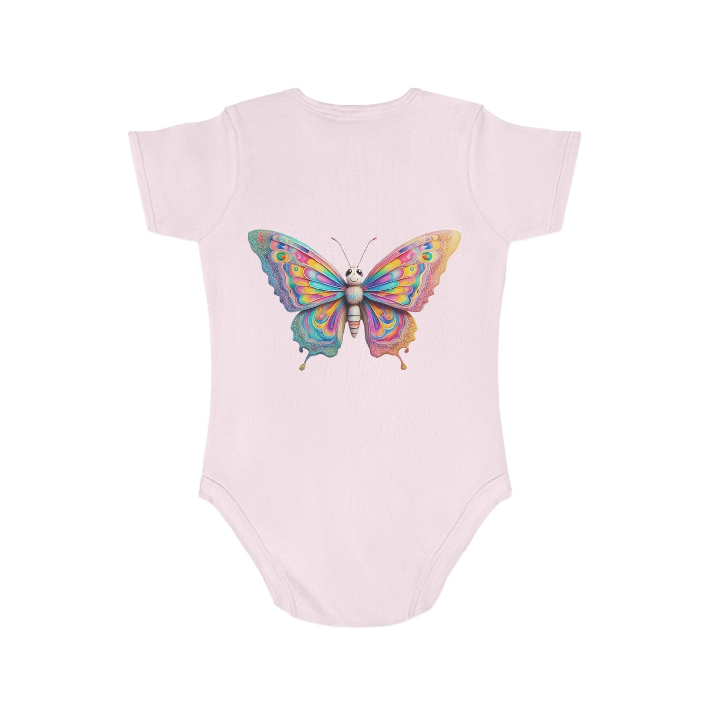 Cute Baby Animal Bodysuit with Colorful Tiger and Butterfly Designs