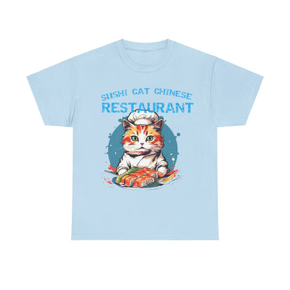 Sushi Cat Chinese Unisex Heavy Cotton Tee