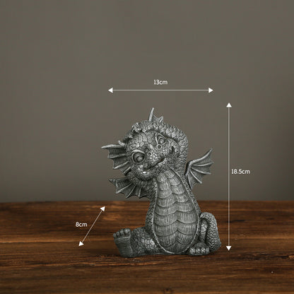 Reading Dragon Creative Garden Statue Resin Craft Ornament