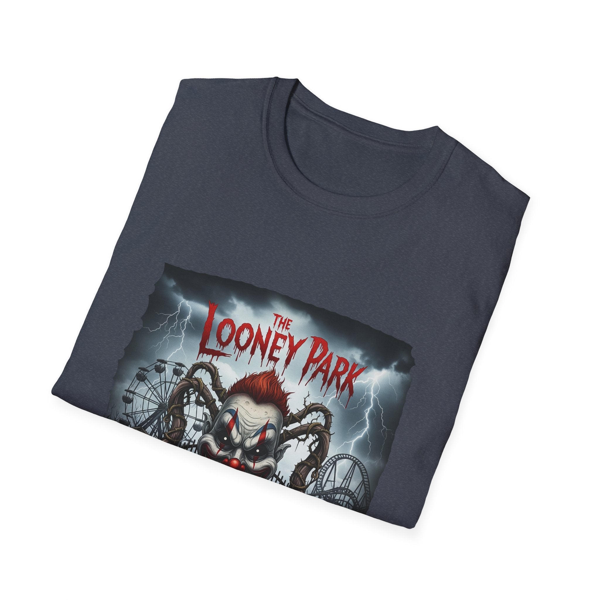 The Looney Park Creepy Carnival Unisex T-Shirt, Halloween Shirt, Horror Fan Gift, Spooky Tee, Festival Wear, Looney Park Merch