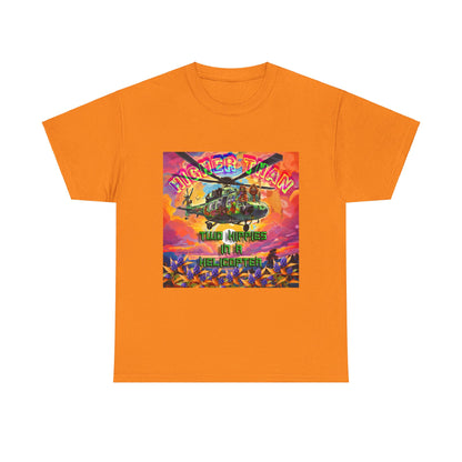 Higher Than A Hippie On A Helicopter Unisex Heavy Cotton Tee