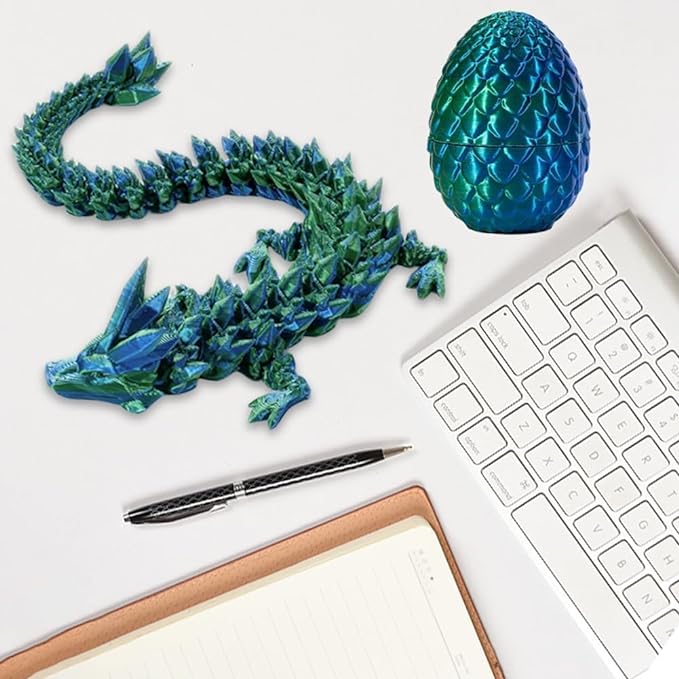 3D Printed Dragon In Egg,Full Articulated Dragon Crystal Dragon With Dragon Egg,Flexible Joints Home Decor Executive Desk Toys,Home Office Decor Executive Desk Toys For Autism ADHD