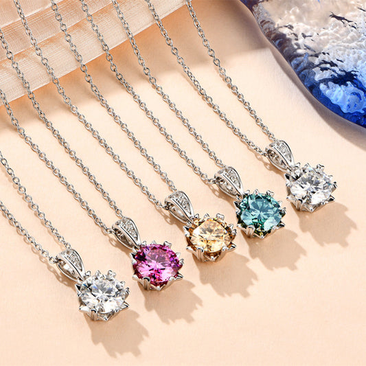 Special-interest Design 2 Karat Sterling Silver Color Moissanite Snowflake Necklace Fashion Versatile