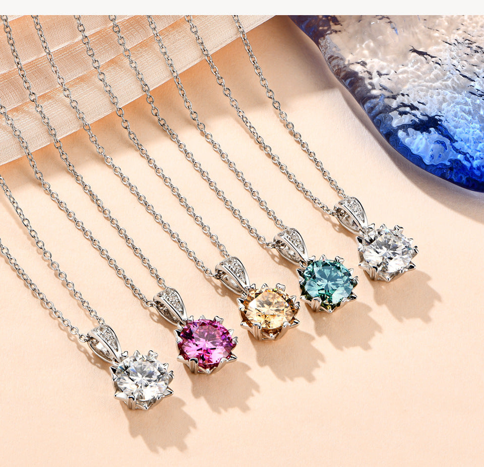 Special-interest Design 2 Karat Sterling Silver Color Moissanite Snowflake Necklace Fashion Versatile