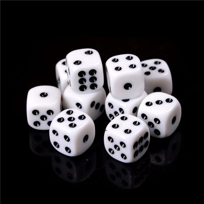 White All Black Dot 12MM Rounded Dice