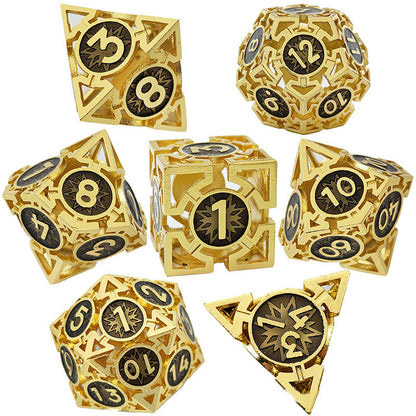 Fashion Metal Hollow Faceted Dice Set