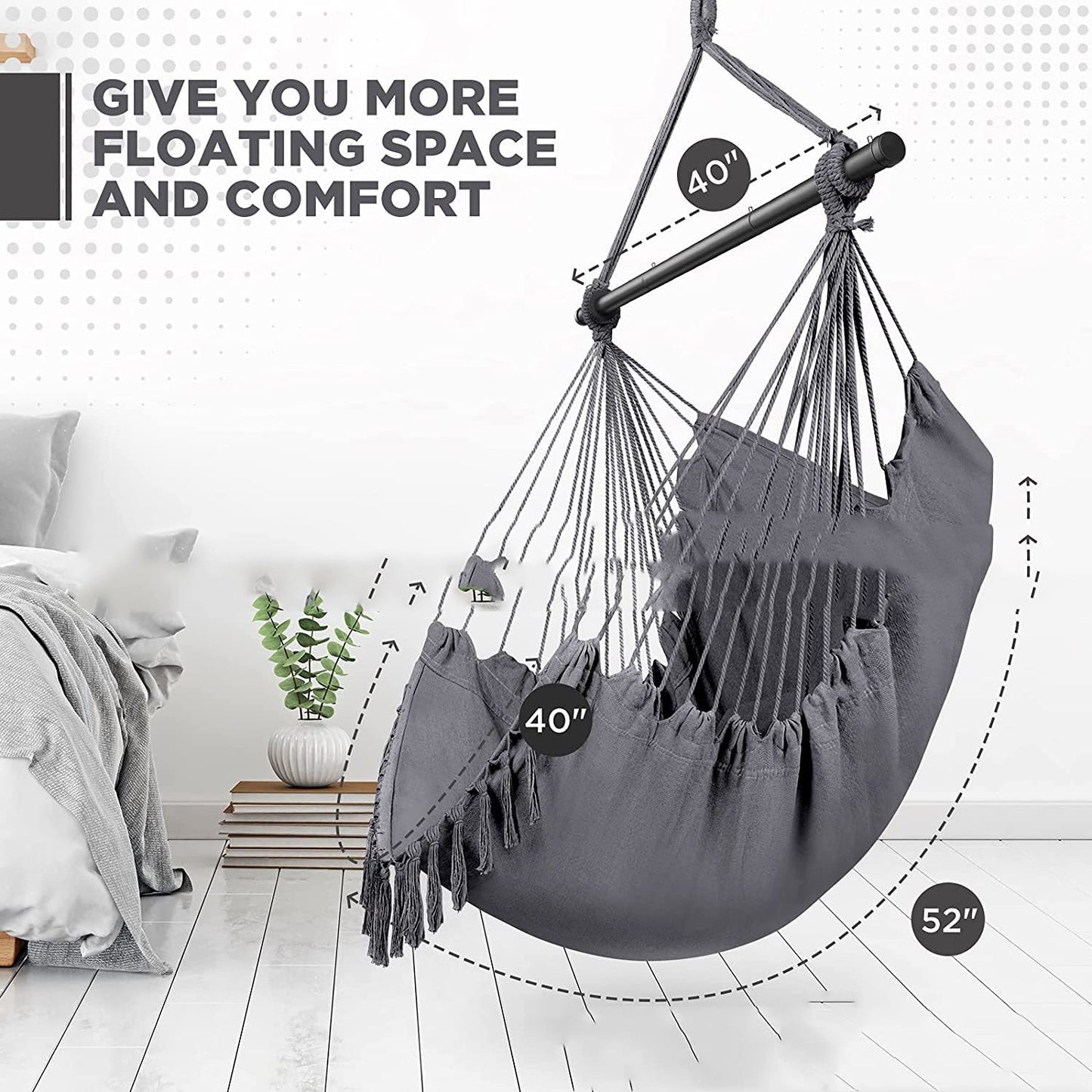 Folding Reinforced Iron Pipe Outdoor Hammock Anti-rollover Bedroom Swing Hanging Chair