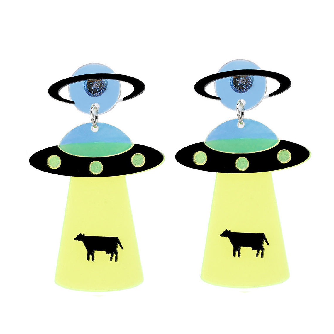 UFO Spaceship Alien Exaggerated Funny Earrings