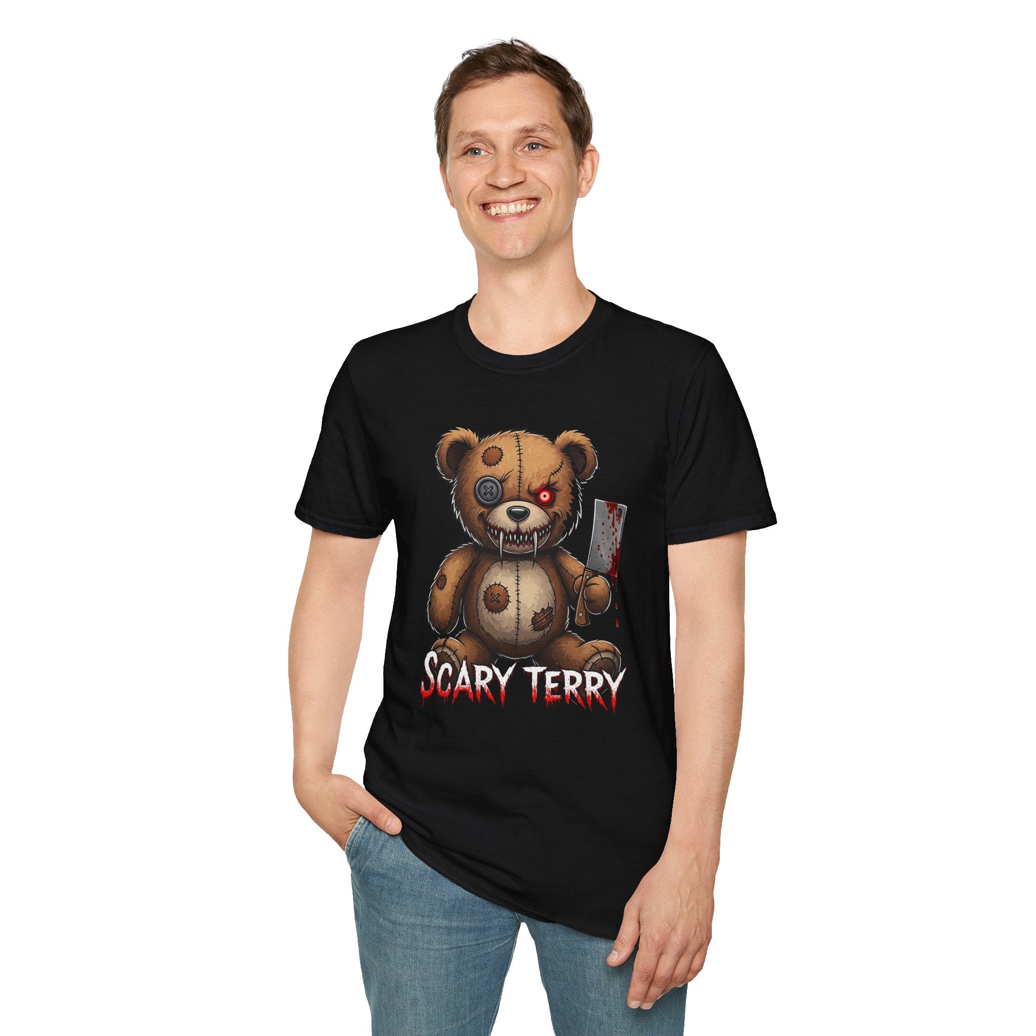 Scary Terry Unisex Softstyle T-Shirt, Funny Graphic Tee, Horror Shirt, Gift for Halloween, Casual Wear, Unique Gift