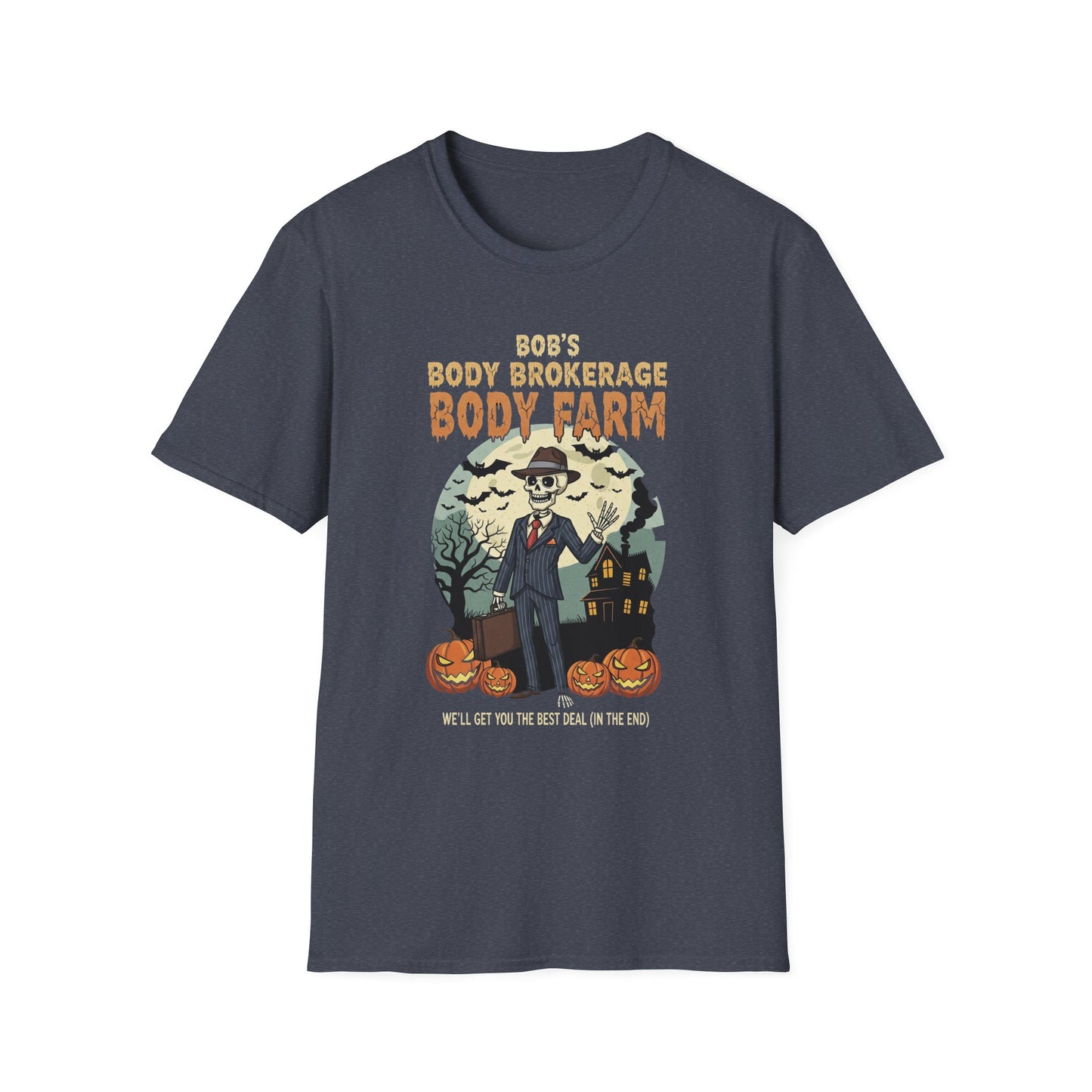 Halloween Bobs Body Brokerage Body Farm Best Deal In The End T-Shirt, Unisex Softstyle Tee, Body Farm Graphic Shirt, Halloween Party Wear, Unique Gift for Halloween Lovers