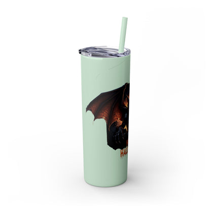 Halloween Gargoyle Skinny Tumbler with Straw, Spooky Drinkware, Perfect for Parties, Fall Decor, Trick or Treat Gifts