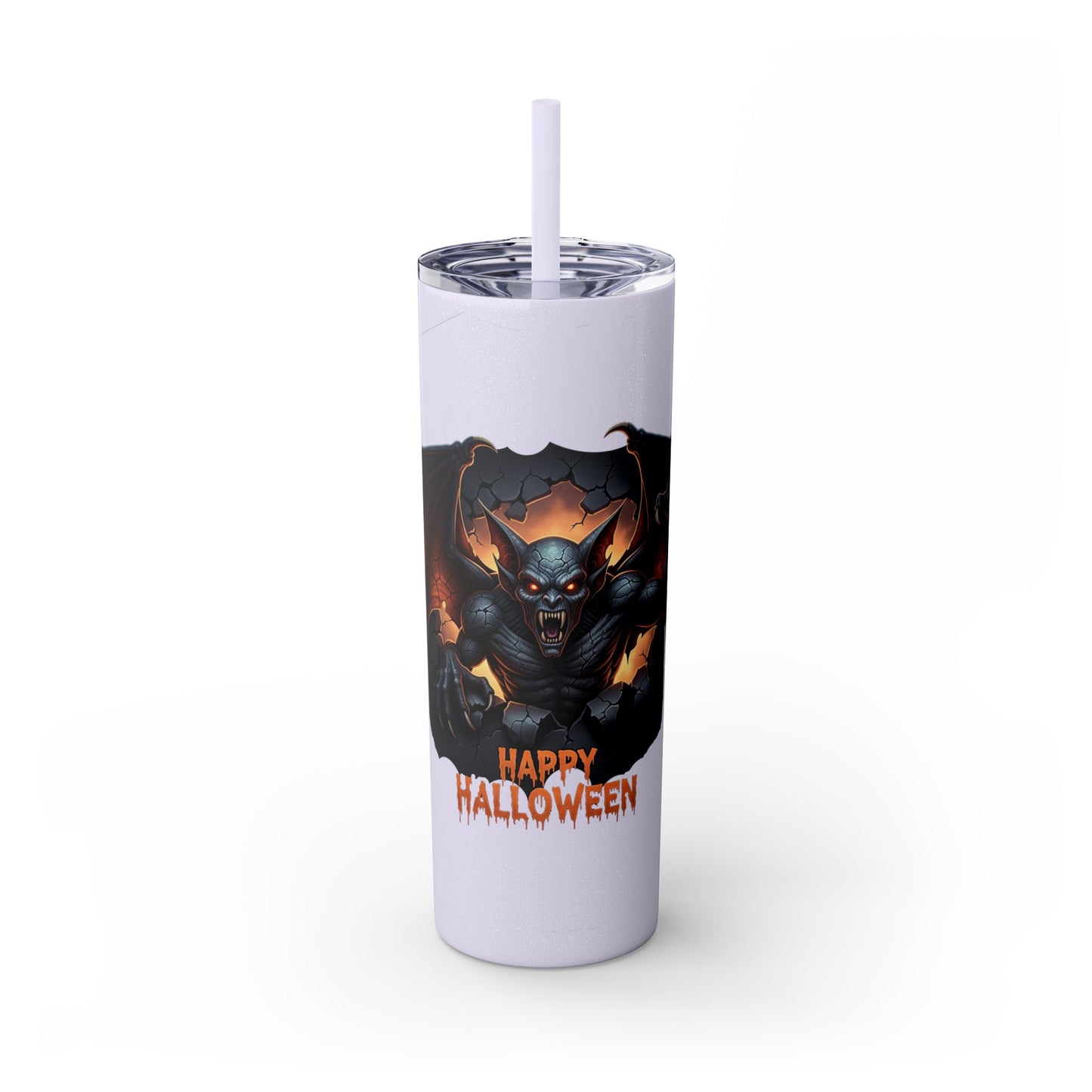 Halloween Gargoyle Skinny Tumbler with Straw, Spooky Drinkware, Perfect for Parties, Fall Decor, Trick or Treat Gifts