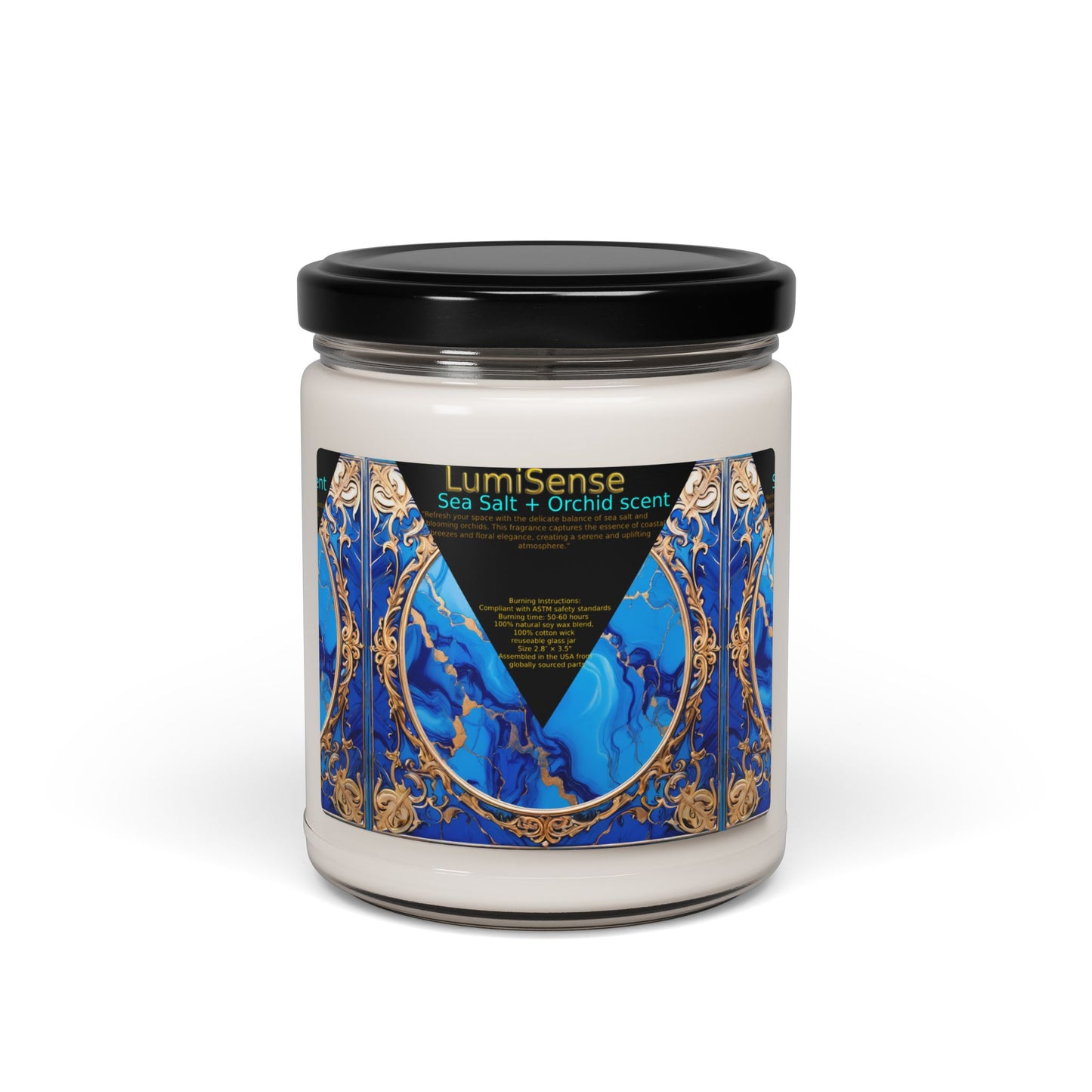 LumiSense Sea Salt + Orchid Scented Soy Candle - 9oz Aromatherapy Candle for Relaxation and Home Decor