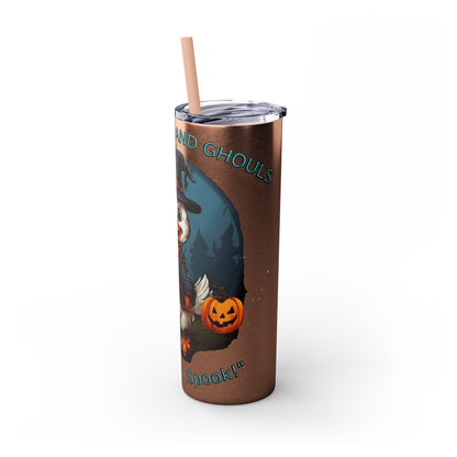 Goose Bumps And Ghouls Too Cute To Spook Skinny Tumbler with Straw, 20oz