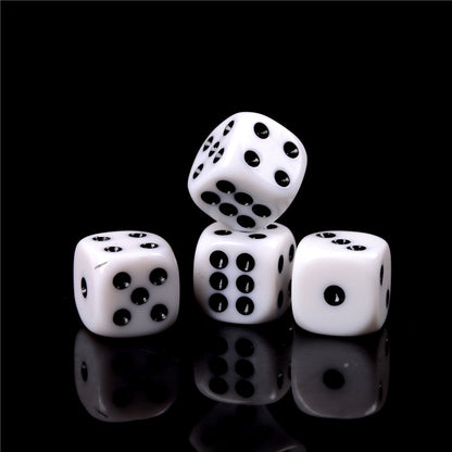 White All Black Dot 12MM Rounded Dice