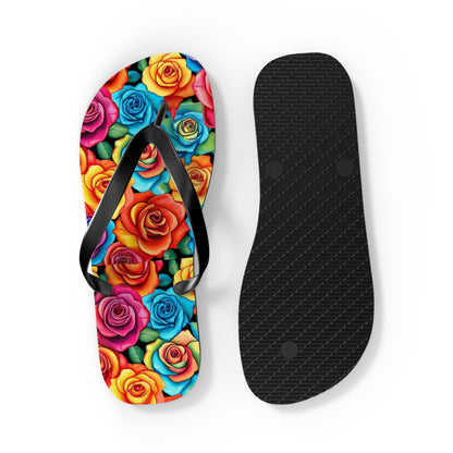 Rainbow Roses Flip Flops