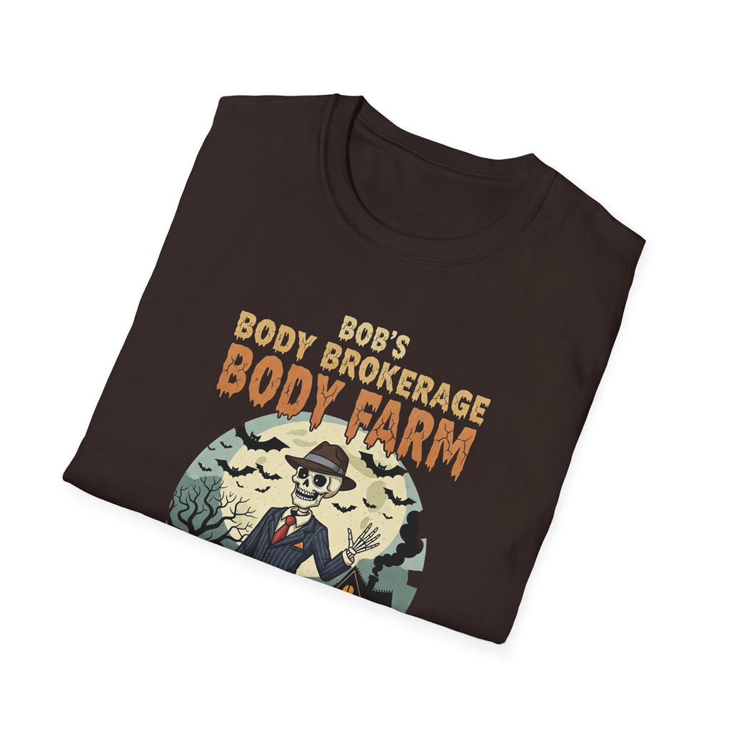 Halloween Bobs Body Brokerage Body Farm Best Deal In The End T-Shirt, Unisex Softstyle Tee, Body Farm Graphic Shirt, Halloween Party Wear, Unique Gift for Halloween Lovers