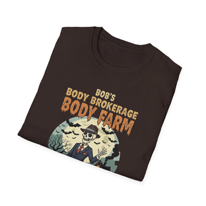 Halloween Bobs Body Brokerage Body Farm Best Deal In The End T-Shirt, Unisex Softstyle Tee, Body Farm Graphic Shirt, Halloween Party Wear, Unique Gift for Halloween Lovers