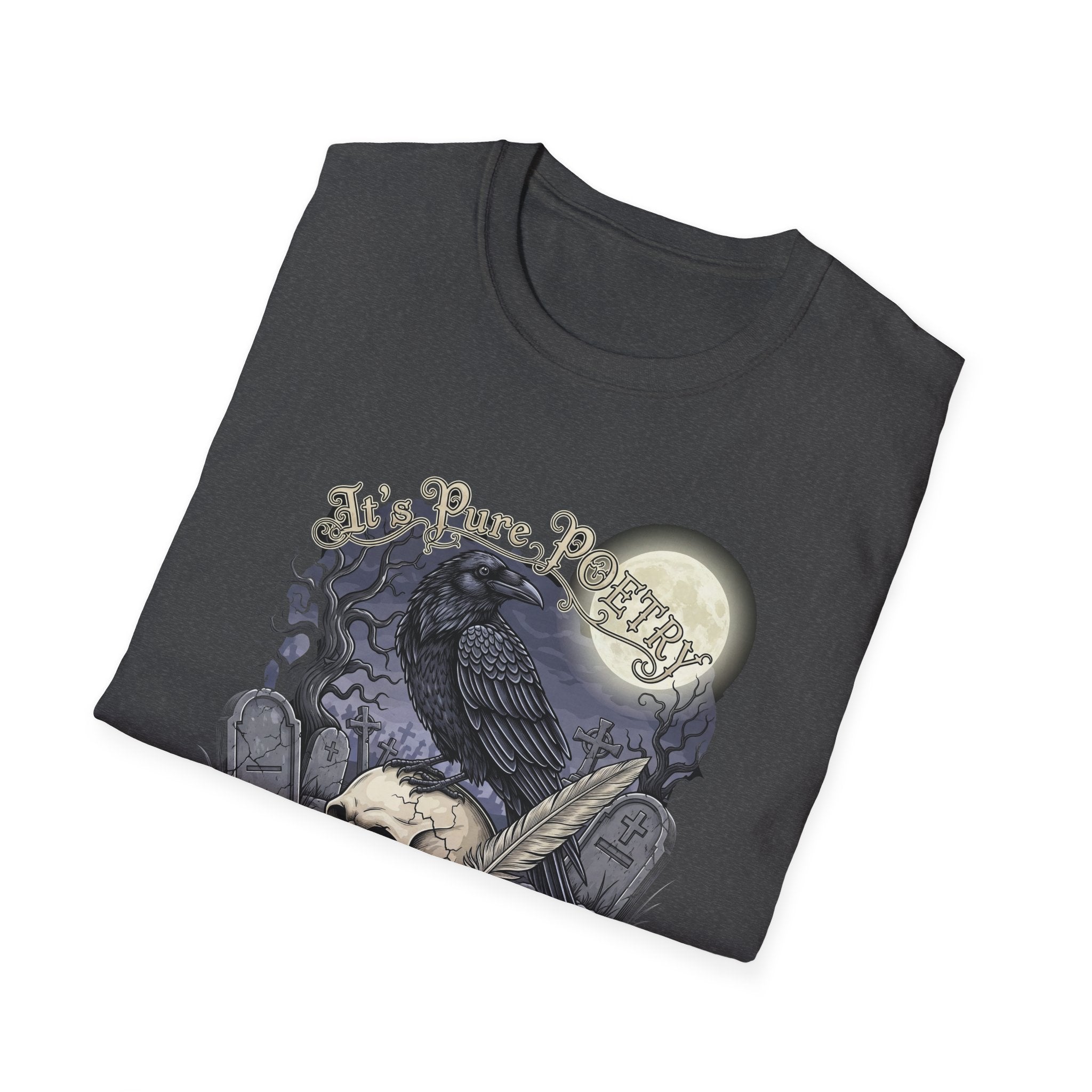 Gothic Its Pure POEtry  Graphic T-Shirt, Unisex Softstyle Tee for Halloween, Horror Fans, Casual Wear, Gift for Occasions
